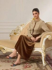 CUCCOO TILAWA Women's Elegant Bowknot Round Toe Kitten Heel Sandals, Sweet Romantic Blue & Brown PU Mixed, Suitable For Afternoon Tea, Date, Vacation