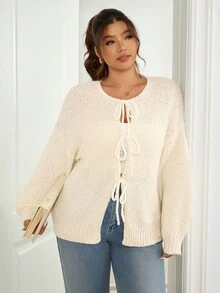 SHEIN Frenchy Cardigan tricoté en forme de cœur pour femmes grandes tailles, manteau pull élégant à la française pour l'automne/hiver