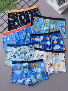 Set de 7 calzoncillos tipo bóxer cómodos y con diseños de dibujos animados lindos para niños preadolescentes - Multicolor - Ver 2