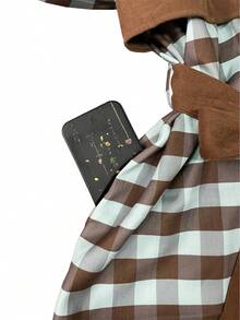 EMERY ROSE 1pc Women's Casual Waist Tie Long Sleeve Regular Jacket - Random Floral Pattern, Christmas - Brown - View 5