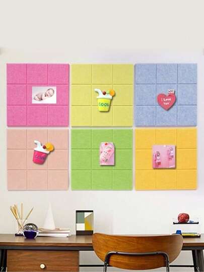 Joivida 1片彩色九宫格毛毡背景布，家居装饰艺术品，照片墙，创意墙贴，留言板，圣诞节，情人节