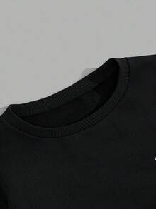 EURMUSE Herren Sweatshirt aus Baumwolle mit Buchstaben Aufdruck, Rundhalsausschnitt, Regular Fit