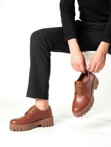 Women Oxfords Shoes - Camel - View 1