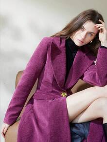 Aveloria Modichic Fashionable Design Elegant Versatile Korean Style Elegant Purple Cinched Waist Long Sleeve Coat - Purple - View 2