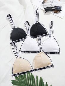 3pcs/Set Sexy Triangle Cup Wireless Seamless Bras, Lightweight Summer Lingerie - Multicolor - View 1