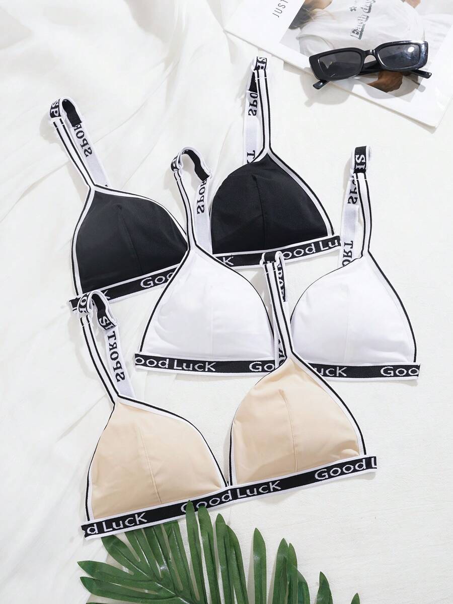 3pcs/Set Sexy Triangle Cup Wireless Seamless Bras, Lightweight Summer Lingerie - Multicolor - View 1