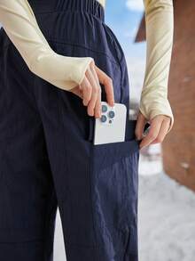 In My Nature 女式字母印花松紧腰休闲慢跑裤 - 藏蓝色 - 查看 9