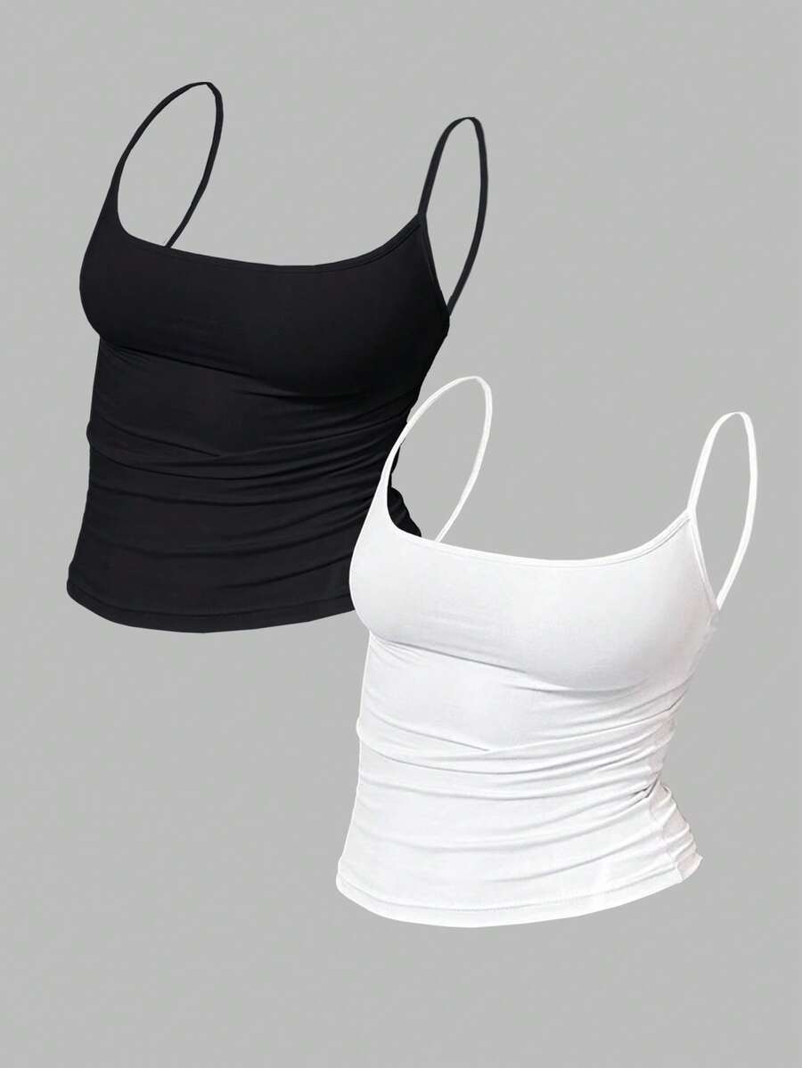 Zyxie Women's Solid Color Pleated Fitted Camisole