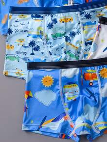 Set de 7 calzoncillos tipo bóxer cómodos y con diseños de dibujos animados lindos para niños preadolescentes - Multicolor - Ver 6