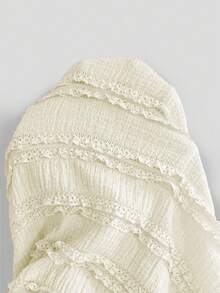 Selianne 女式粉色纹理面料休闲度假风格长袖方领纽扣上衣，带拼接设计和喇叭裙两件套，秋季 - 淡黃色 - 查看 6