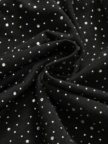 ROMWE Y2K Rhinestone Sparkly Spaghetti Strap Cami Top, Sexy Party Holiday - Black - View 4