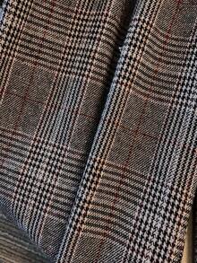 SHEIN Tall CURVE Pantalones casuales rectos de talle elástico a cuadros de talla grande, versátiles - Multicolor - Ver 6