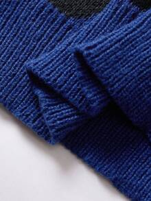 Manfinity Roghcode 男士卡通古怪表情圆领毛衣，街头时尚男士毛衣，适合秋冬通勤、工作和家居穿着，是送给男朋友的绝佳礼物，适合秋季 - 藍色 - 查看 6