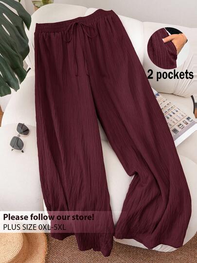 CosyJoli Plusstorlekar Dam Nya Vår Sommar Business Casual Kvinna Strand Alla hjärtans dag Stil Mode Pendling Eleganta Vida Byxor, Fickbyxor. Byxor Strandsemester Lavendel Högskolestudenter Alla hjärtans dag Kryssning Sommarbyxor Baggy Lösa Byxor För Dam Casualbyxor För Dam