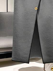 Franclia 优雅高腰开衩裙，时尚显瘦，适合秋冬 - 灰色 - 查看 3