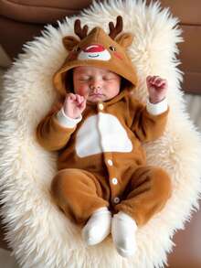 SHEIN 新生儿可爱驯鹿造型圣诞服装婴儿男孩女孩圣诞装拍照服装