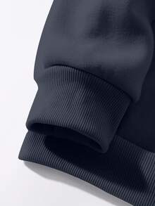 EURMUSE sweat-shirt à capuche casual à manches longues pour hommes avec imprimé texte - Bleu marine - Voir 5