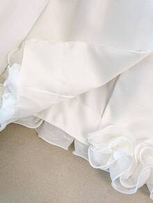 GlowEve CURVE Plus Size Women Round Neck Long Sleeve Jacket, Versatile Minimalist Design Suitable For Autumn/Winter Daily Commute, Ruffle Cuff Detail - White - View 6