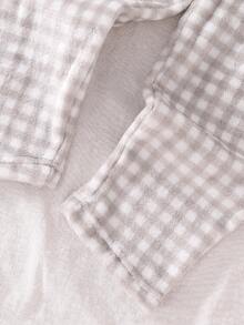 2 件套小男孩毛绒格子长袖上衣和裤子休闲舒适睡衣套装