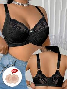 DesireSculpt Sujetador con aros y encaje en tallas grandes - Negro - Ver 4