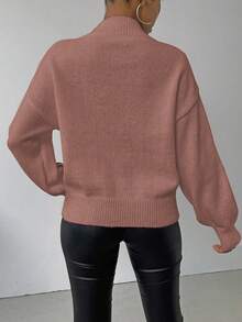 SHEIN LUNE Women's Casual Floral Pattern Dropped Shoulder Loose Knit Sweater, Autumn/Winter - Blush Crush - View 2