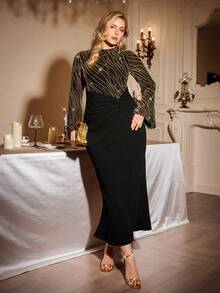 Auralis Große Größen Elegantes Bodycon-Kleid mit Glockenärmeln für Damen