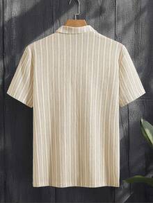 Manfinity Homme Men's Striped Short Sleeve Casual Commuter Polo Shirt - Yellow - View 2