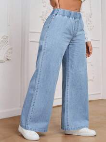 EMERY ROSE Plus Size Women Casual Elastic Waist Baggy Jeans