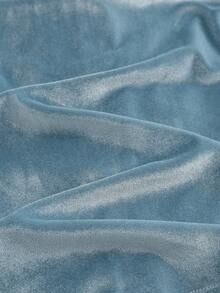 GlowEve 女士天鹅绒荷叶边领日常通勤时尚法式街头复古百搭假日商务浅蓝色长袖衬衫，秋冬款 - 淺藍色 - 查看 4