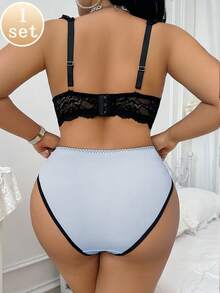 SHEIN Set de 2 sujetadores con aros y encaje para tallas grandes - Azul - Ver 1