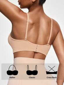 SHAPORA 1pc Women Seamless Bra, Wireless, Padded, Push-Up, Adjustable Straps, Comfortable & Minimalist Design - Apricot - View 2