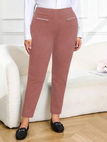 Celana Panjang Wanita Ukuran Besar Model Slim Fit Kasual - Purple - View 4