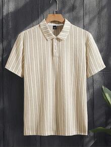 Manfinity Homme Men's Striped Short Sleeve Casual Commuter Polo Shirt - Yellow - View 3