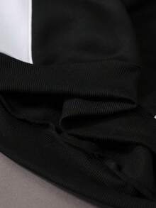 STYNVO 男士休闲撞色拼接套头卫衣和运动裤套装，秋冬两件套慢跑套装 - 黑色 - 查看 7