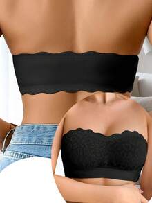 SHEIN 1 件女士蕾丝拼接无钢圈吊带文胸