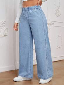 EMERY ROSE Plus Size Women Casual Elastic Waist Baggy Jeans