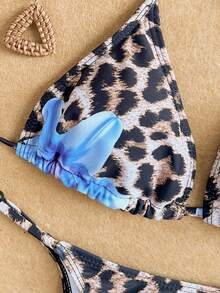 SHEIN Swim Bộ đồ bơi lễ hội âm nhạc họa tiết da báo và hoa 2 món cho nữ - Nhiều màu - Xem 3