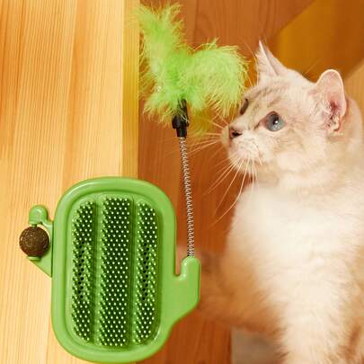 PETSIN 带铃铛猫抓板逗猫棒仙人掌毛发抓板自抓猫玩具