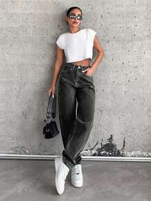 EURMUSE Damen Lässig hohe Taille Skinny Fit Jeans, vielseitig für den täglichen Gebrauch - Hellgrau - Übersicht 5