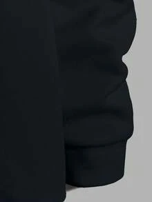 EURMUSE 100 % bomull herrhuvtröja med bokstäver och grafisk dragsko - Mörkgrå - Visa 4