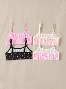 SHEIN 4pcs/Set Tween Girls' Colorful Heart, Polka Dot, Striped Pattern Underwear Set - Multicolor - View 2