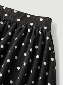 SHEIN MOD 女式波尔卡圆点印花时尚复古休闲裙 - 黑與白 - 查看 2