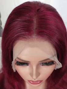 99j Burgundy Body Wave Human Hair Wigs 13*6 Transparent Lace Front Wig With Baby Hair Pre Plucked For Women Halloween Costumes