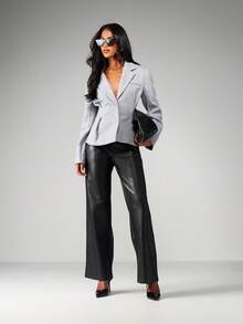 MISSGUIDED Double Breasted Lapel Collar Blazer For Professional Business Office Wear - Grey - View 4