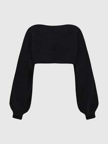 ROMWE Gothic Style Snake Skin Pattern Embroidered Plus Size Batwing Sleeve Short Front Open Cardigan, Suitable For All Seasons - Black - View 3