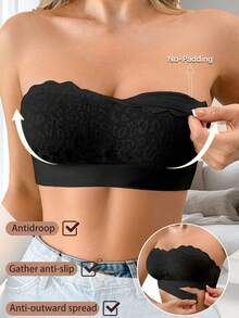 SHEIN 1 件女士蕾丝拼接无钢圈吊带文胸