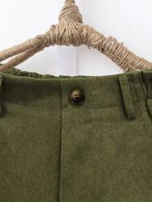 Omancia Women's Casual Solid Color Corduroy Pants, Versatile For Autumn - Olive Green - View 3