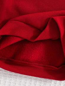 Cozy Pixies Baby Boy Letter Pattern Contrast Color Sweatshirt Autumn Winter Clothes For Girl - Burgundy - View 6