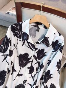SHEIN 大码女式经典简约修身衬衫，百搭秋冬装，适合日常通勤 - 彩色 - 查看 5