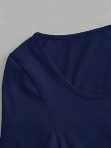 SHEIN Essnce Bộ 4 áo thun cổ vuông tối giản thường ngày dành cho nữ, màu trơn, thích hợp mặc mùa thu/đông, mặc nhiều lớp, mặc ngoài trời, áo lót - Nhiều màu - Xem 3